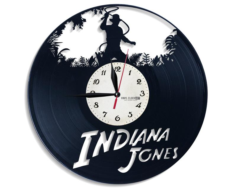 Gifts for Indiana Jones Fans - vinyl clock art on Etsy.  Indiana Jones Gift ideas